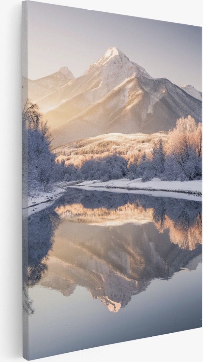 Saammp Canvas Schilderij - Winter Landschap met zonneschijn - Landschap - Natuur - 40x50 - Foto op canvas - Wanddecoratie - Muurdecoratie Woonkamer - Slaapkamer decoratie - Canvas Print Multicolor