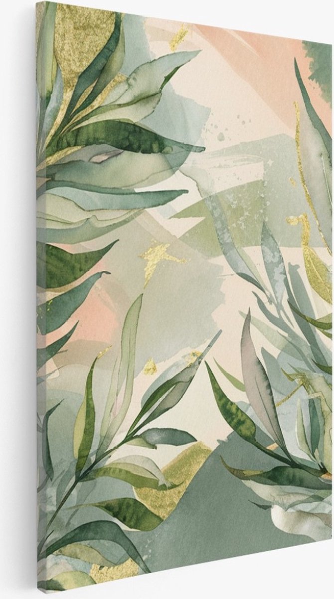 Saammp Canvas Schilderij - Landschap - Abstracte Planten - Natuur - 40x50 - Foto op canvas - Wanddecoratie - Muurdecoratie Woonkamer - Slaapkamer decoratie - Canvas Print Multicolor