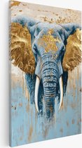 Saammp - Canvas Schilderij - olifant met goud - Abstract - Dieren - Natuur - 60x90 - Foto op canvas - Wanddecoratie - Muurdecoratie Woonkamer - Slaapkamer decoratie - Canvas Print