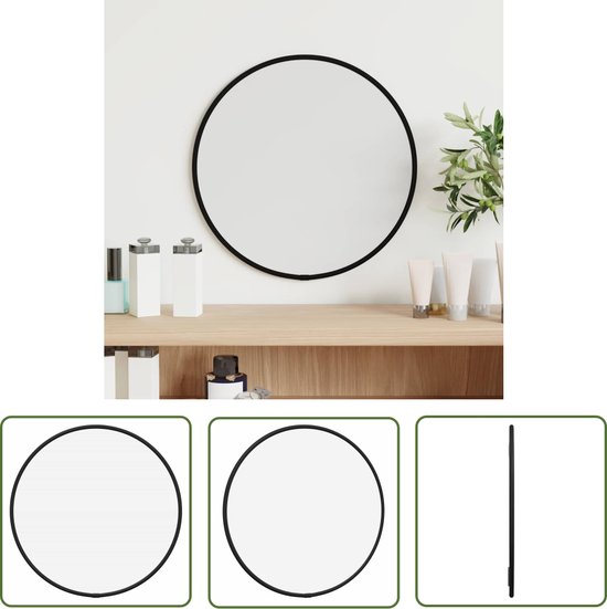 The Living Store Miroir mural Zwart - 30 cm - Design minimaliste