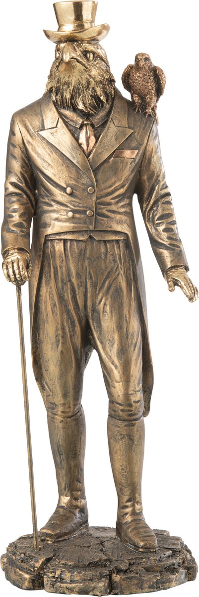 J-Line figuur Man Vogel - polyresin - goud
