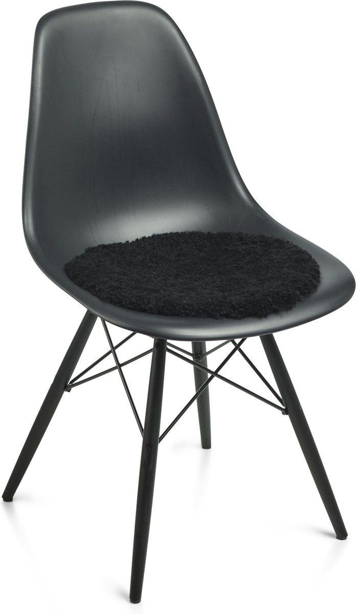 Sheepskin House Kortharige Schapenvacht Stoel Cover - D38 cm Black