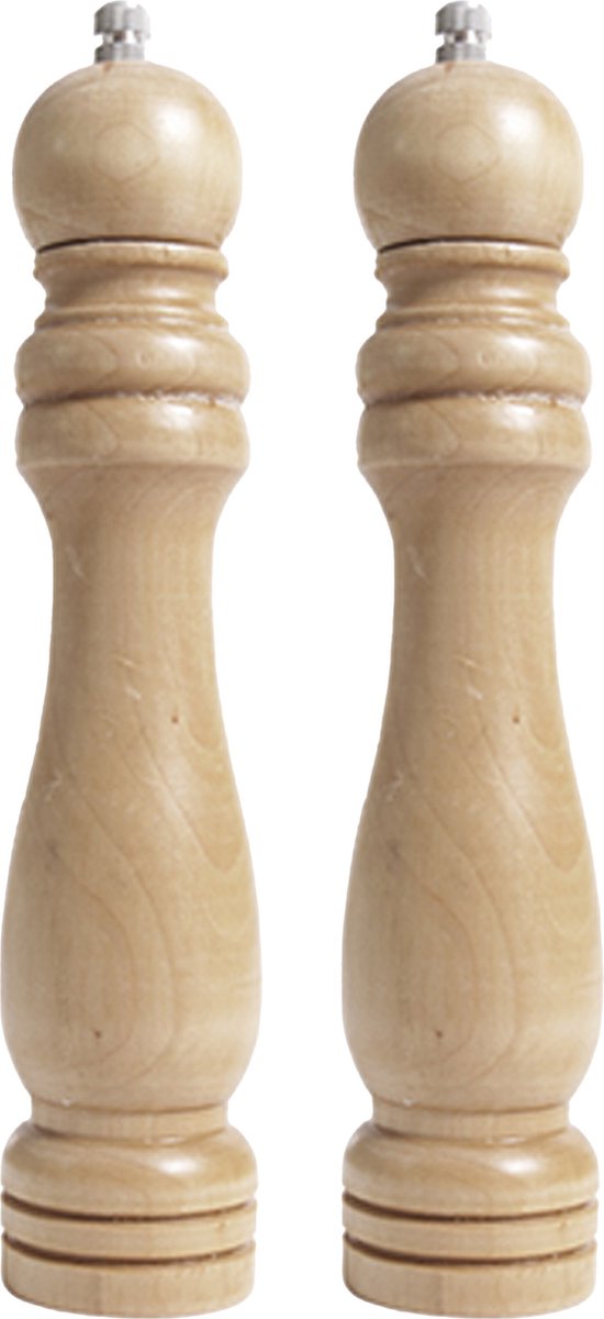 Alessandro Pepermolen/zoutmolen - 2x - hout - bruin - 14 cm - kruidenmolen - kruiden vermaler