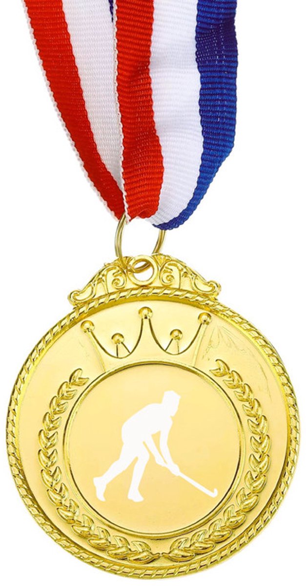 Medaille | Goud | Hockey | Inclusief Lint | Metaal | 65 MM