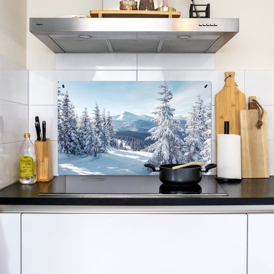 KitchenYeah® Protection plaque induction 90x52 cm - Neige - Hiver - Paysage - Montagnes - Protege plaque de cuisson - Couvre plaque induction - Protecteur d'induction - Cuisine