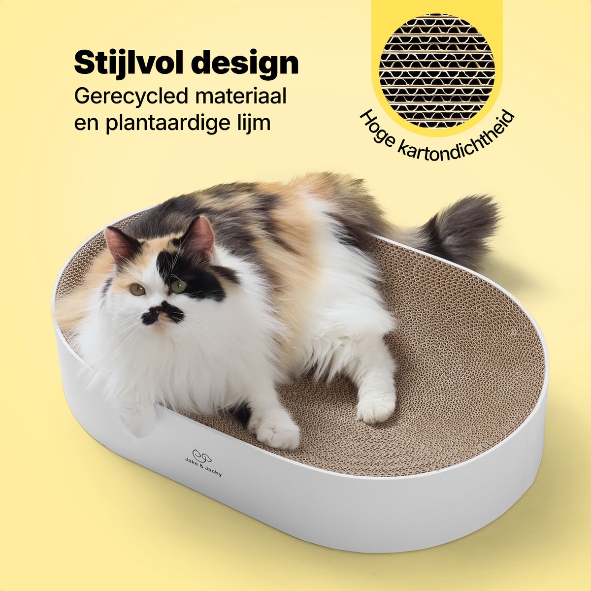 Jake and Jacky Krabkarton voor Katten - Krabpaal Karton - Krabplank - Krabmand - Krabmeubel - Kartonnen Krabmat - Kattenmand - Kattenbed - 55x35x10cm – foto 6