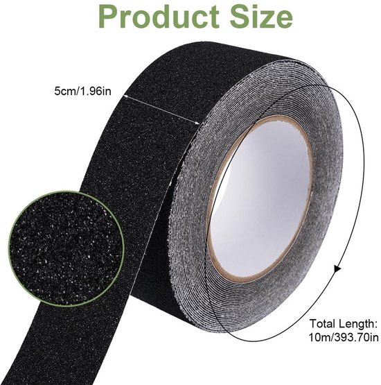 Non-Slip Adhesive Tape for Stairs 5 cm x 10 m - Black Self-Adhesive