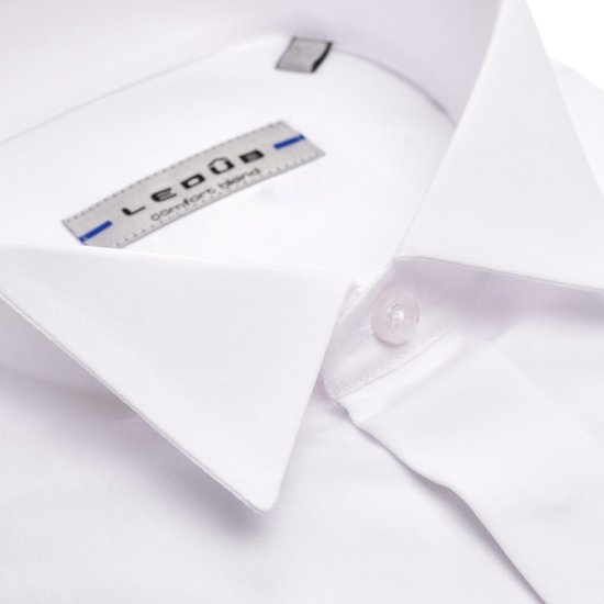Ledub slim fit smoking overhemd - dubbele manchet en wing kraag - wit - Strijkvriendelijk - Boordmaat: 45