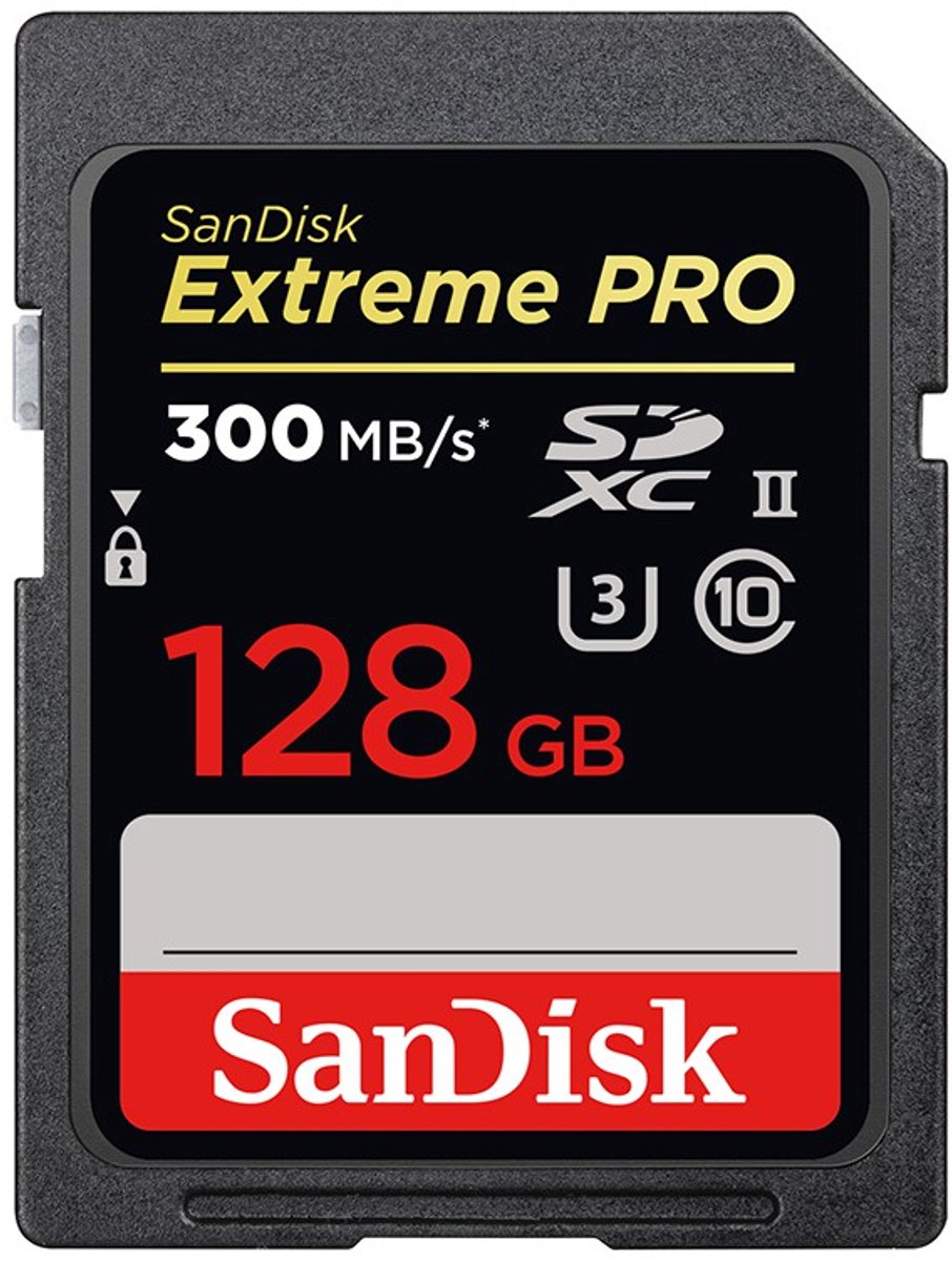 SanDisk 128GB SDXC Extreme Pro 300MB/s V90 UHS-II geheugenkaart