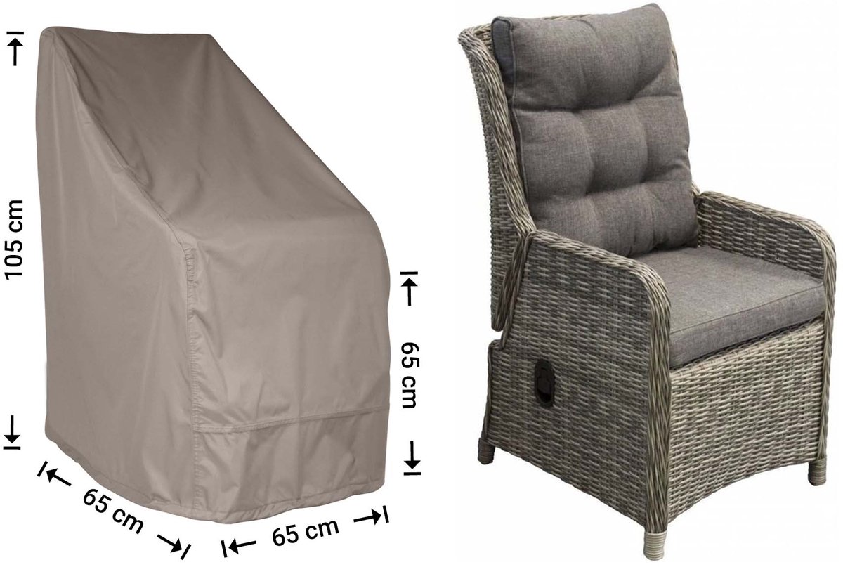 Raffles Covers Tuinstoelhoes - 65 x 65 H: 105 cm - RADJC65 - Waterdicht - Ademend - UV-bestendig - Elastisch rijgkoord - Beschermhoes tuinmeubelen Taupe
