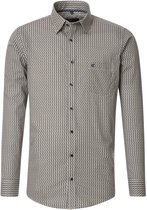 CASA MODA Sport casual fit overhemd - twill - blauw met wit en groen dessin - Strijkvriendelijk - Boordmaat: 43 - 44