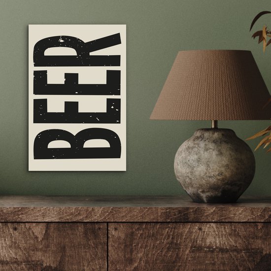 Tableau aluminium 20x30 cm - Décoration murale métal - Ours - Vintage - Zwart - Beige - Décoration murale métal salon - Décoration industrielle - Photo sur dibond - Accessoires industriels chambre