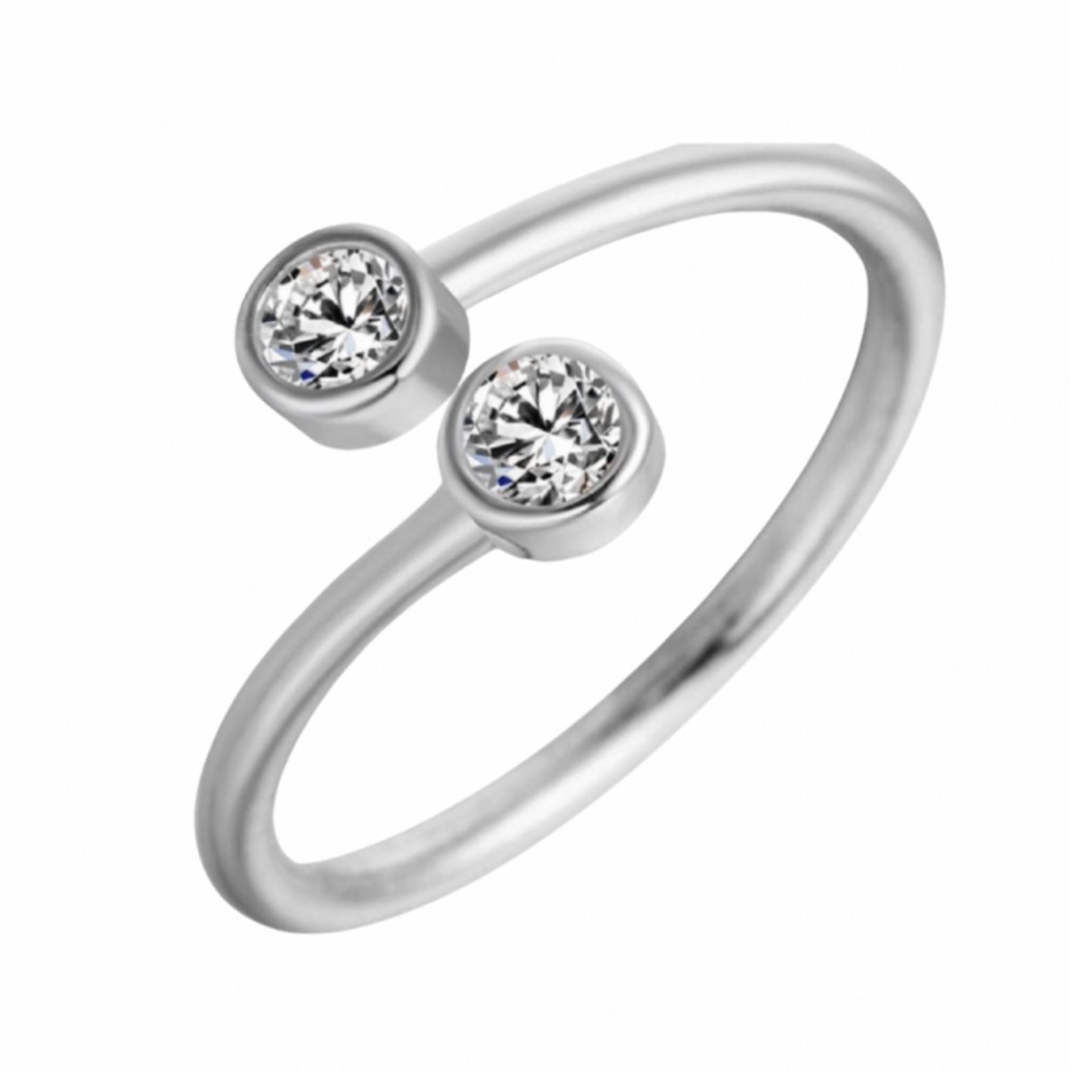 Ring zilverplated zirkonia steentjes - Charme Bijoux