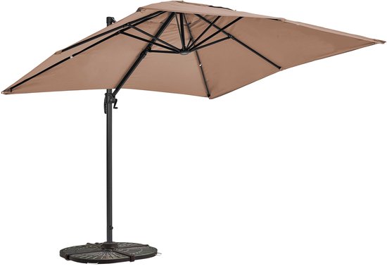 Oviala - Parasol orientable de 2x3 m et 4 dalles lestées taupe