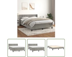 vidaXL Boxspring Fluweel Lichtgrijs 140x200 cm Boxspringbed - Fluweel Bed - Grijs Bed - King Size Bed - Boxspring Set