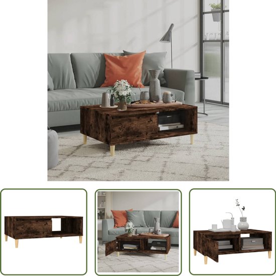 vidaXL Salontafel Zwart eiken 60 x 60 x 38 cm Bewerkt hout