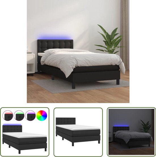 vidaXL Boxspring met LED zwart 100x200 cm Boxspring - Led Bed - Vlinder ...