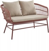 Vente-unique Tweezitstuinbank met gevlochten harsdraden - Terracotta - LOUSINI L 129 cm x H 79 cm x D 74 cm