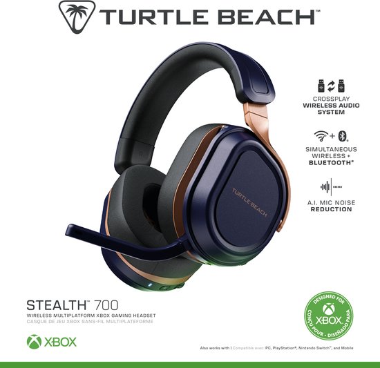 Turtle Beach® Stealth™ 700 Gen 3 – Draadloze Gamingheadset met microfoon - Multiplatform - Cobalt Blue