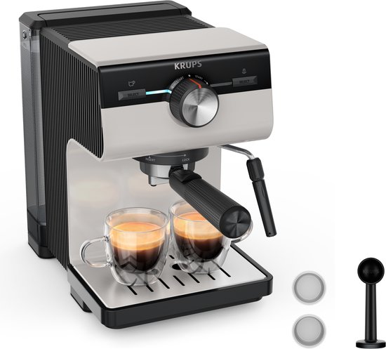Krups Authentic C40 XP381B - Pistonmachine - Inclusief Melkopschuimer - Compact - Stijlvol Design - Geschikt voor Espresso en Latte - Krups - €129,99