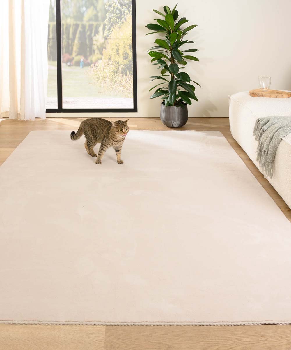 Zacht vloerkleed - Plush crème 200x290