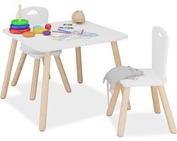 kindertafel met 2 stoeltjes - zithoogte: 27 cm - houten pote