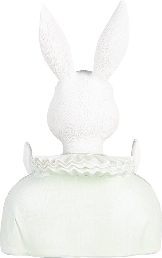 Clayre & Eef Image de décoration Lapin 16 cm Blanc Vert Plastique