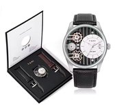 Idee Cadeau Homme Coffret Cadeau Homme - Montre, Portefeuille, Lampe LED Et Stylo En Boîte Cadeau Cadeau Anniversaire