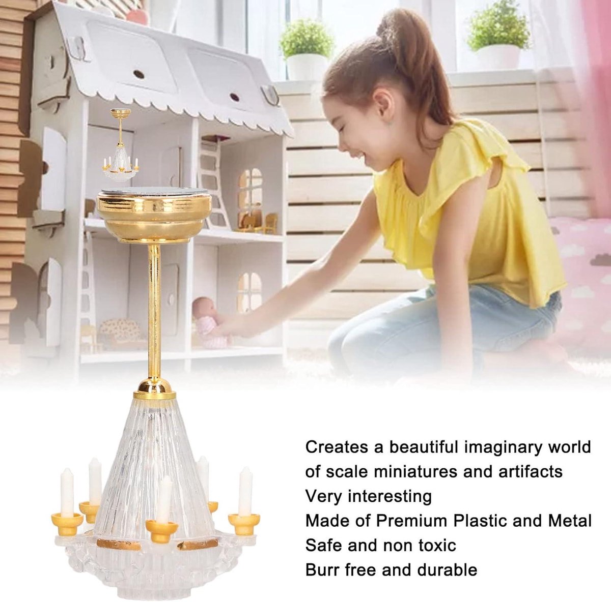 Gouden LED kroonluchter met stoffen kapjes • Verlichting Trends
