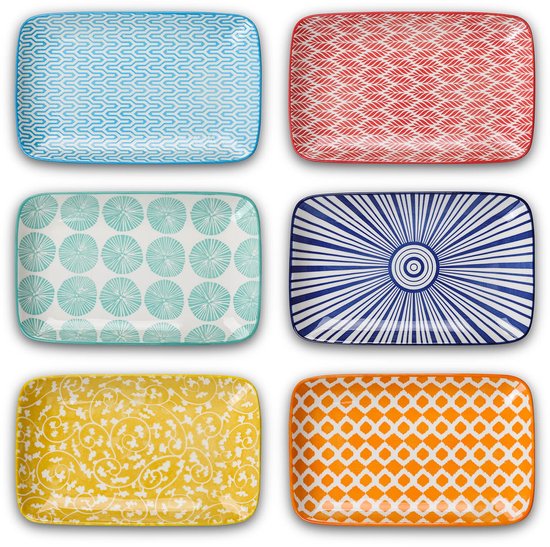 Selamica Keramische 8 inch dinerborden, kleine dessertsaladeborden, porseleinen serveerplaat voor voorgerecht, pannenkoeken, biefstuk, set van 6, gradiënt blauw