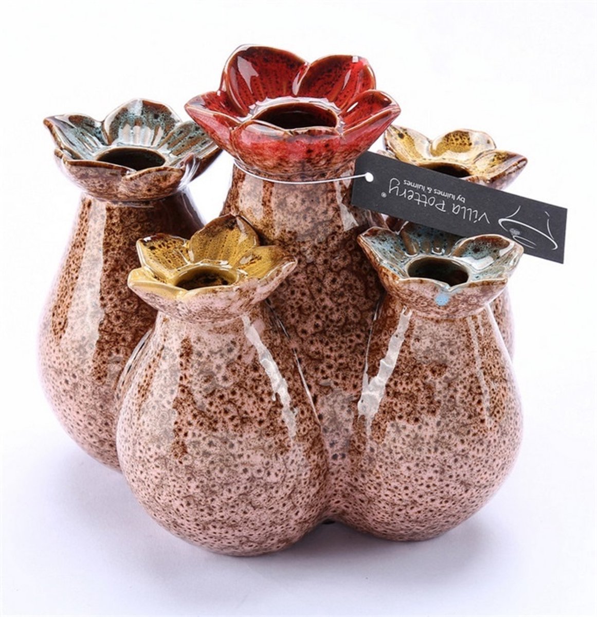 Villa Pottery Vaas Flowerfield 20,5x15xH18 roze