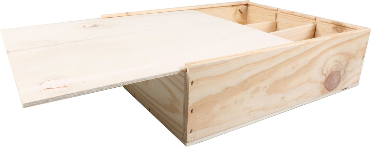 Wijnkist, hout, 3 flessen, incl. deksel, 267x85x336mm