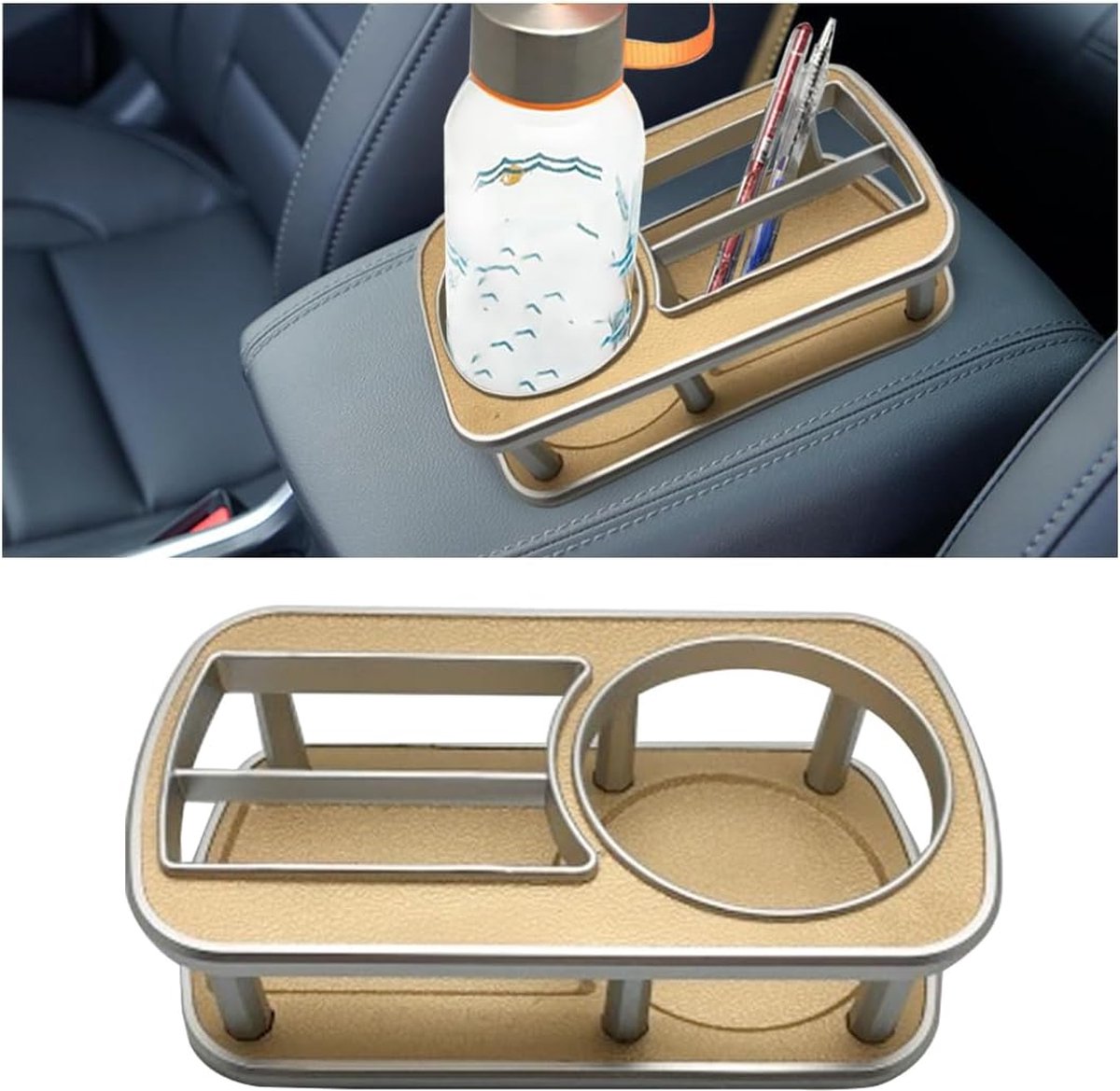 Goodivery ® Multifunctionele autoconsole beker telefoonhouder, multifunctionele autohouder beker autoconsole organisator, auto universele waterbeker opbergdoos (goud)
