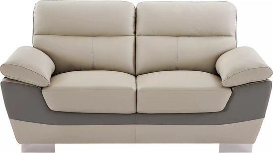 Canapé cuir 2 places FRANCESCA / Bicolore anthracite et gris L 170 cm x H 86 cm x P 85 cm