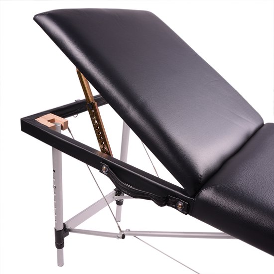 Alora Massagetafel Relax Budget + Alora zadelkruk - Tabouret – Zwart/Chrome - kruk – Kapperskruk - Max. Draagvermogen 250 KG - 8 Hoogtestanden - Incl. Opbergtas - massage bed
