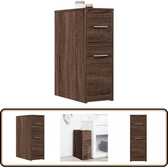 Badkamerkast smal met wielen bewerkt hout wit