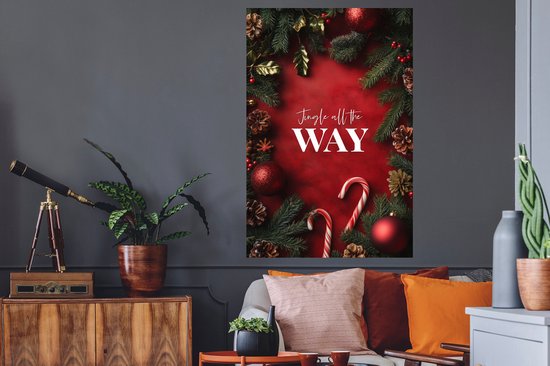 Stickers muraux - Film adhésif - Noël - Citation - Rouge - Boules de Noël - 80 x 120 cm - Film adhésif - Stickers muraux chambre d'enfant - Papier peint autocollant - Film adhésif