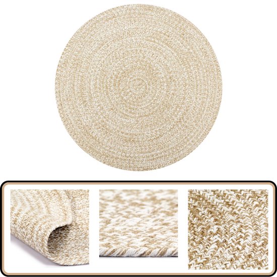 Tapis vidaXL 150 cm - Tapis en jute et Katoen fait main - Tapis rond - Tapis naturel - Tapis Handgemaakt - Tapis Vintage - Tapis Boho - Tapis de Living - Tapis de chambre