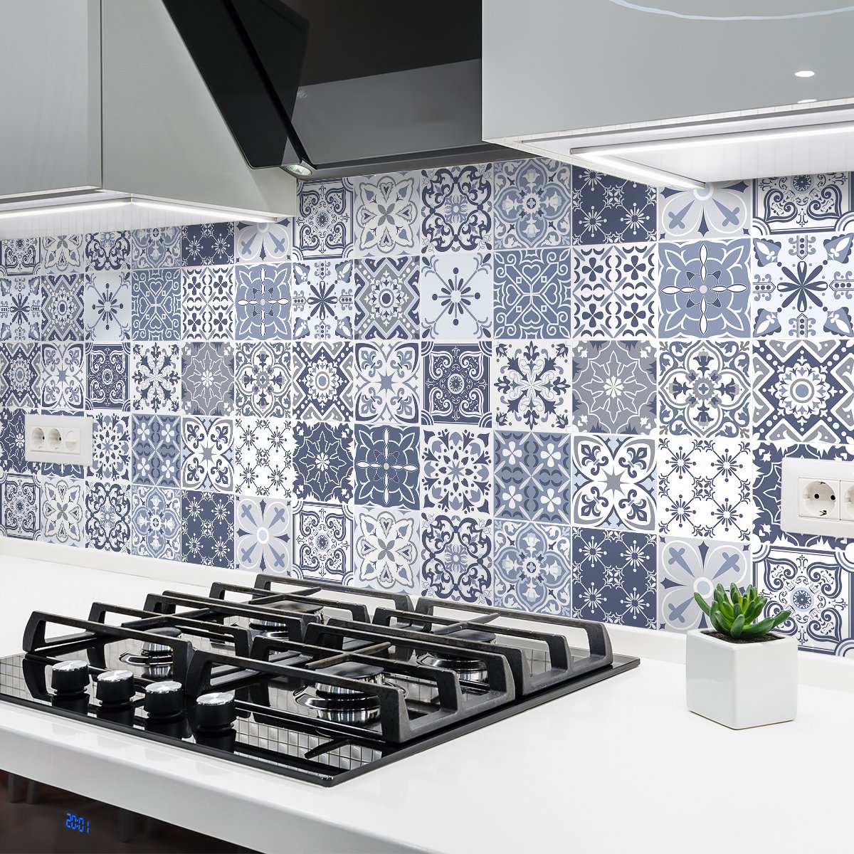 Ambiance Sticker Muurstickers - Zelfklevende tegelmuurstickers voor keuken en badkamer - 24 Rialto tegelstickers - 24 stickers 20x20cm Multi color