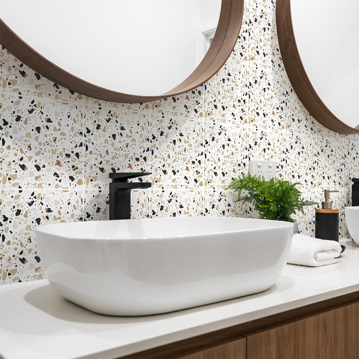 Ambiance Sticker Zelfklevende muurtegelstickers voor keuken en badkamer - 24 terrazzo tegelstickers - 24 stickers 10x10cm Multi color
