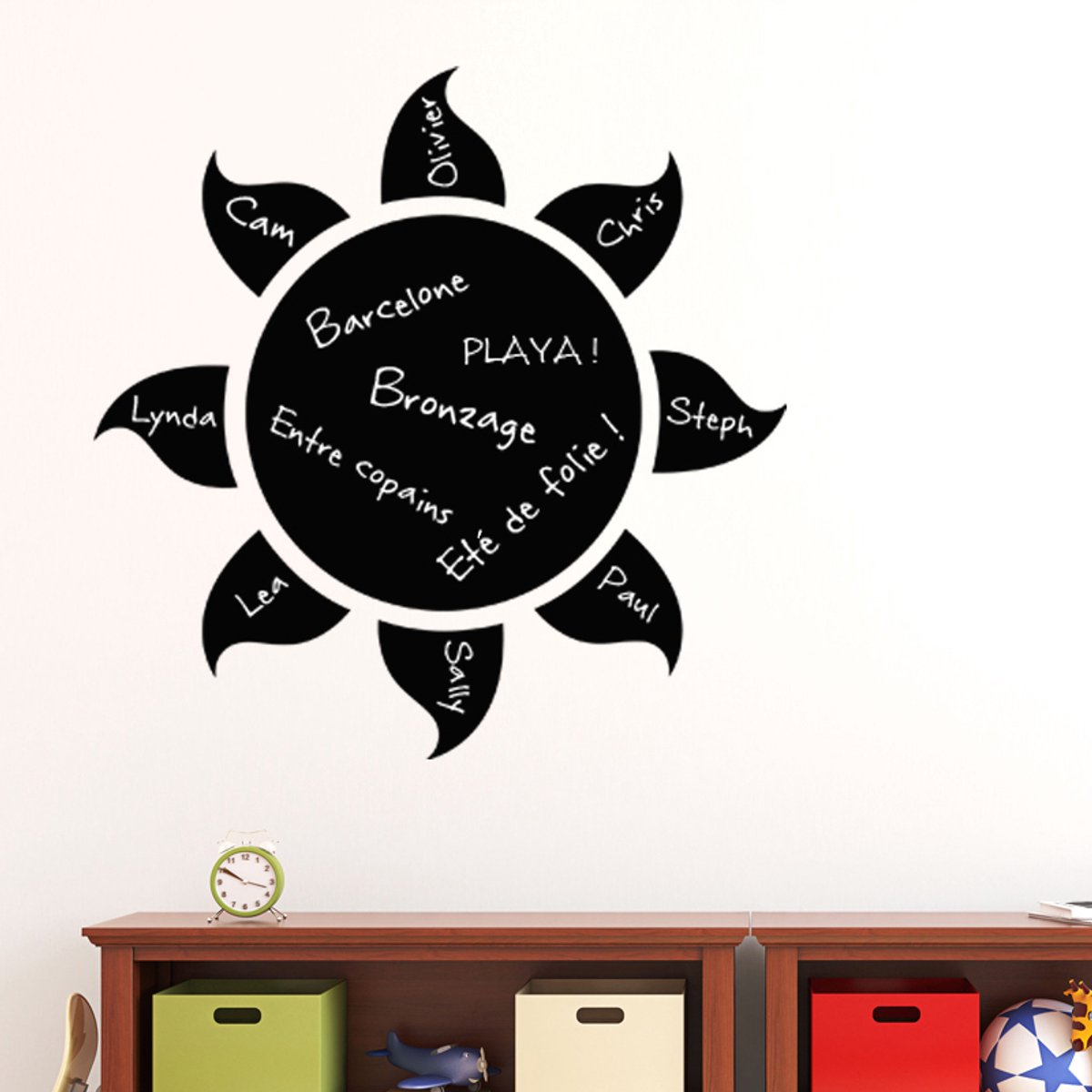 Ambiance Sticker Schoolbordsticker - uitwisbare zelfklevende muurstickers - SUN DESIGN - 50x50cm Multi color
