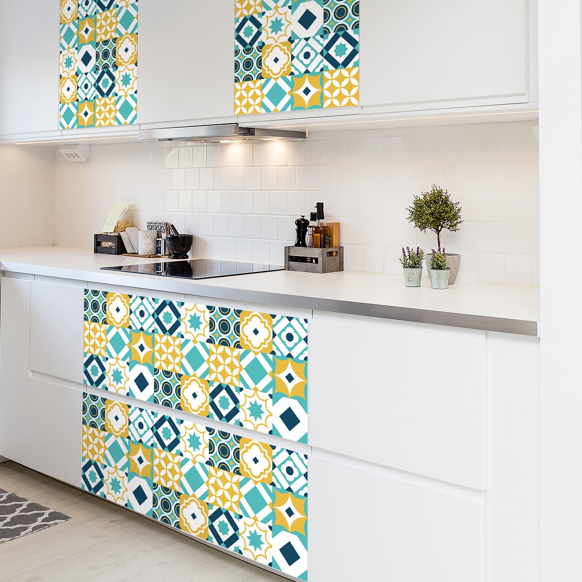 Ambiance Sticker Zelfklevende tegelmuurstickers voor keuken en badkamer - 60 cementtegelstickers voor meubels van Gaztea - 60 stickers 20x20cm Multi color