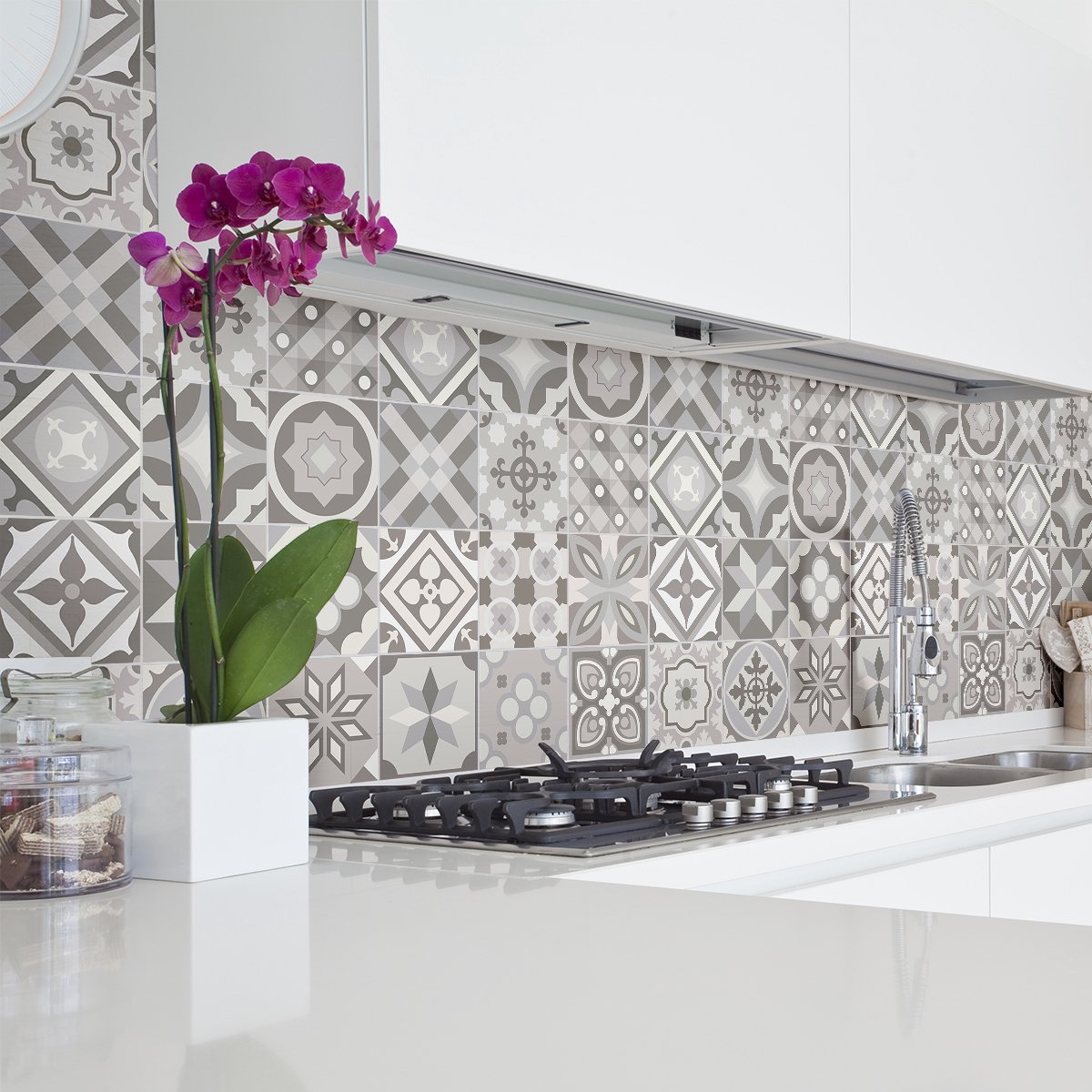 Ambiance Sticker Zelfklevende tegelmuurstickers voor keuken en badkamer - 24 AZULEJOS ARAMAIO CEMENT TEGELSTICKERS - 24 stickers 10x10cm Multi color