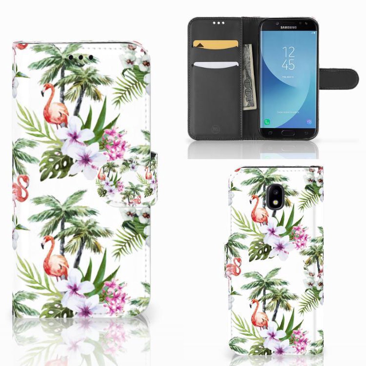 Samsung Galaxy A30 Telefoonhoesje met Pasjes Flamingo Palms