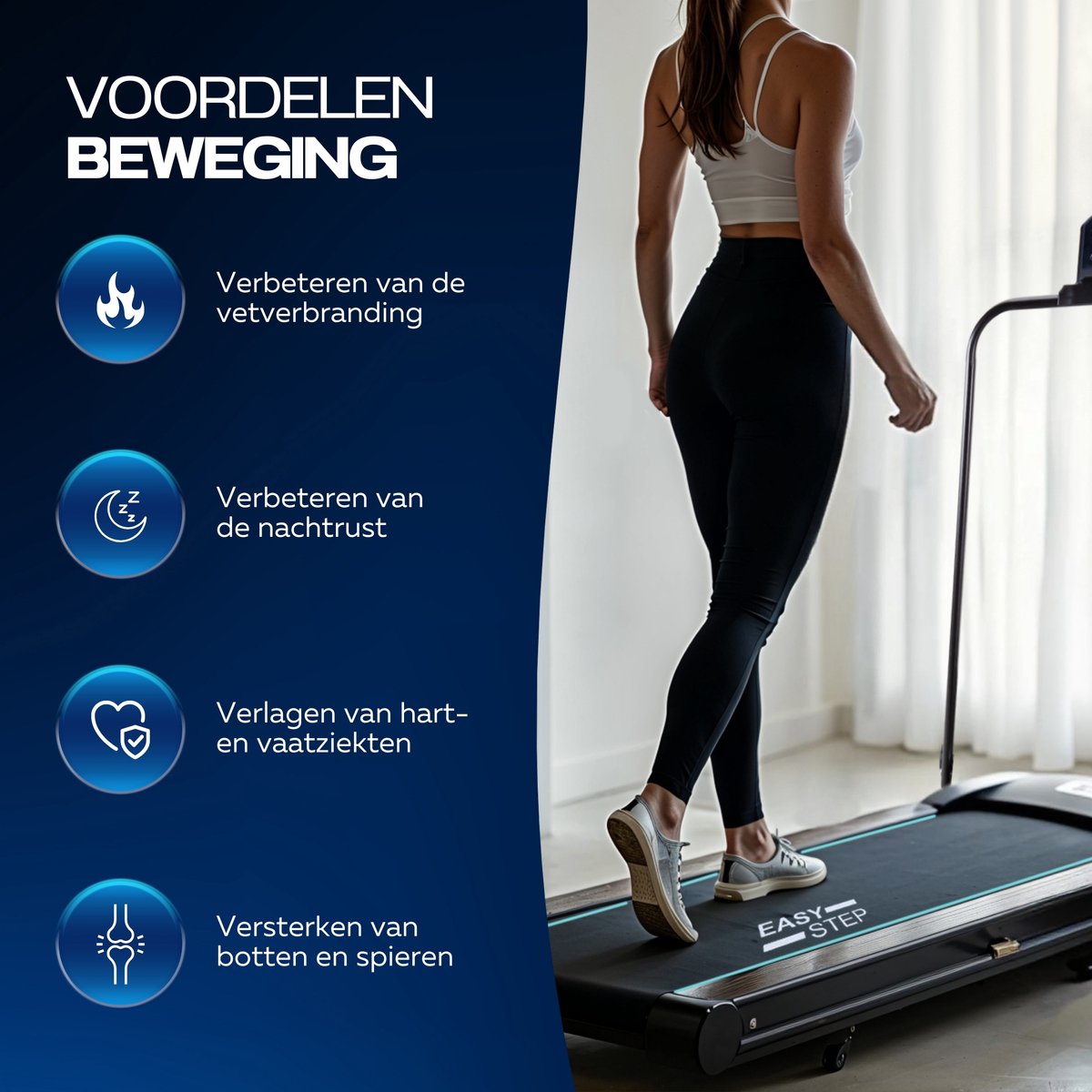 Afbeelding 2 van EasyStep® Wandelband - 1-10 Km/h - Incl. Dempende Vloermat - Opvouwbaar & Inklapbaar - Loopband Elektrisch - Walking Pad past onder Bureau - Renband Fitness - Opvouwbare Loopbanden - Walkingpad