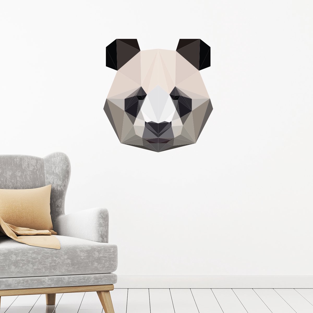 Ambiance Sticker Origami panda sticker 90 x 85 cm Multi color