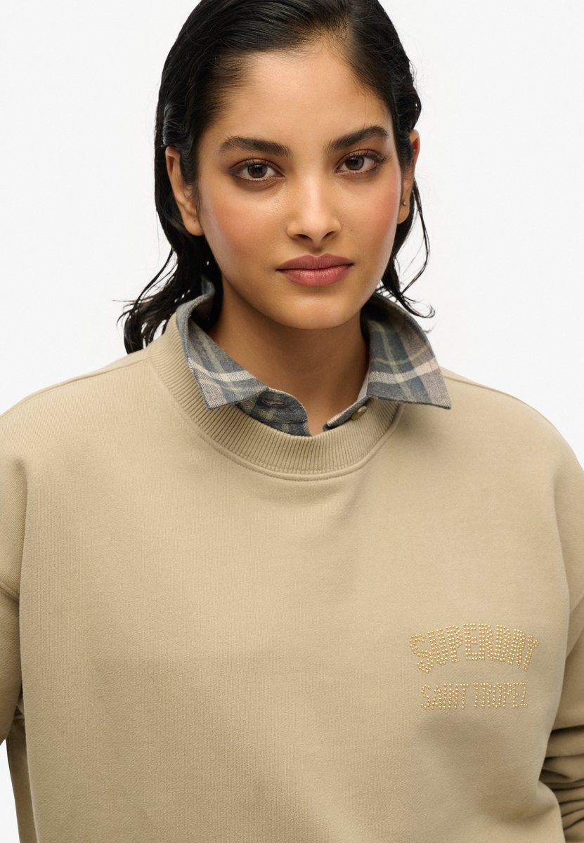 Superdry Luxe sportsweatshirt met ronde hals en losse pasvorm Dames Truien Beige