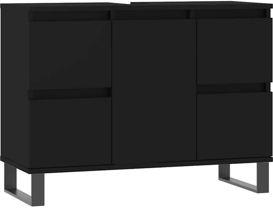 vidaXL Meuble de salle de bain Noir 80 x 33 x 60 cm Bois traité