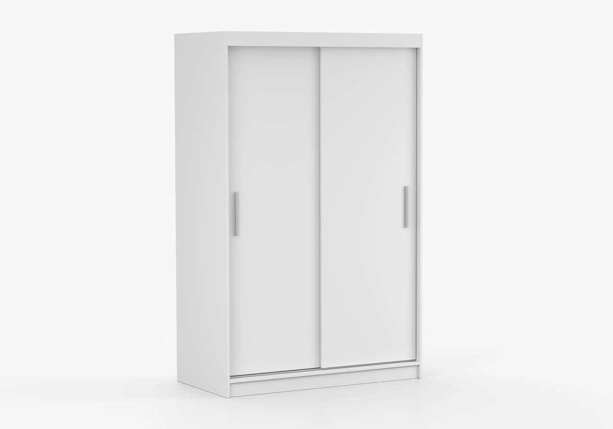 Schuifdeurkast NOAH 04 – 2-deurs kledingkast, legplanken en kledingroede – modern design – 120x200x61 cm - NOAH 04 (Wit)