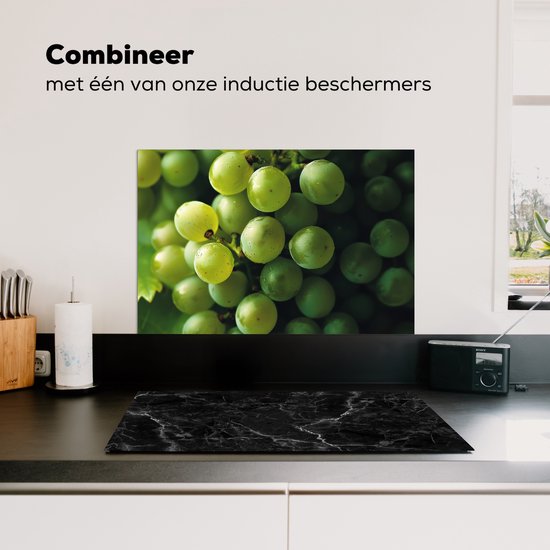 Crédence de Cuisinière en Aluminium 70x50 cm - Raisins - Grappe - Vert - Écran Pare-éclaboussures pour Plaque de Cuisson - Protection Murale